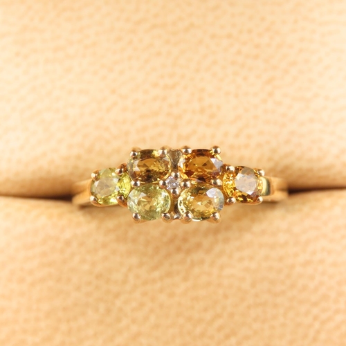 260 - Mali Garnet Cluster Ring Mounted on 9 Carat Yellow Gold Band Size N