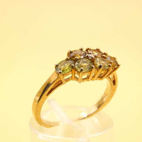 260 - Mali Garnet Cluster Ring Mounted on 9 Carat Yellow Gold Band Size N