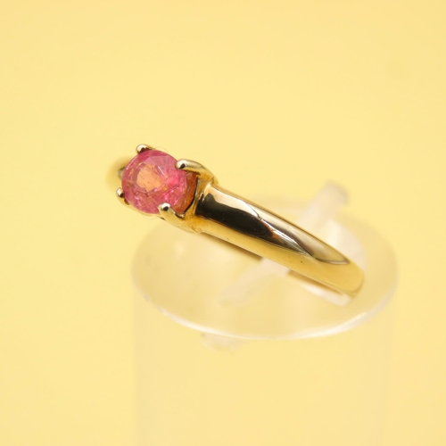 263 - Pink Garnet Solitaire Ring Mounted on a 9 Carat Yellow Gold Band Size N