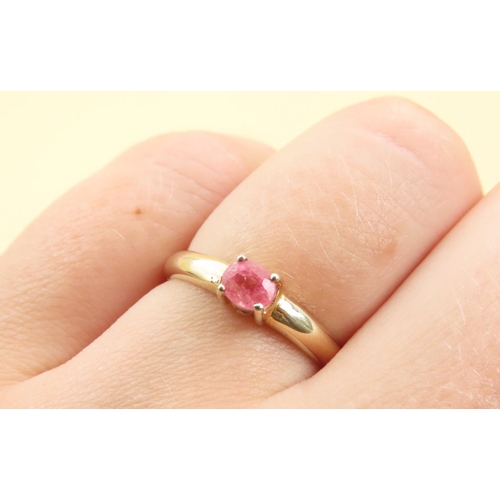 263 - Pink Garnet Solitaire Ring Mounted on a 9 Carat Yellow Gold Band Size N