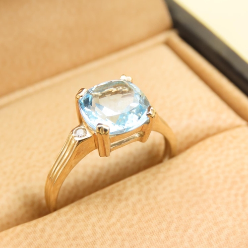 267 - Sky Blue Topaz Statement Solitaire Ring Mounted on  9 Carat Yellow Gold Band Size M