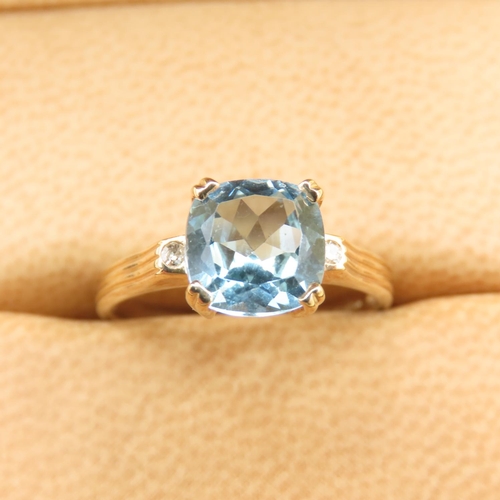 267 - Sky Blue Topaz Statement Solitaire Ring Mounted on  9 Carat Yellow Gold Band Size M