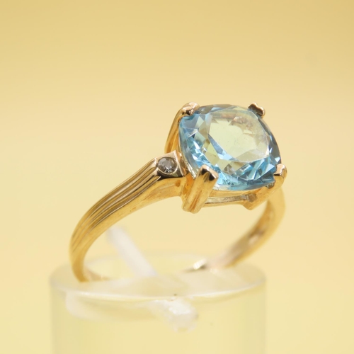 267 - Sky Blue Topaz Statement Solitaire Ring Mounted on  9 Carat Yellow Gold Band Size M