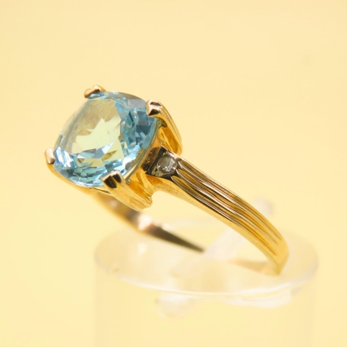 267 - Sky Blue Topaz Statement Solitaire Ring Mounted on  9 Carat Yellow Gold Band Size M