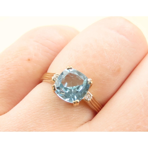 267 - Sky Blue Topaz Statement Solitaire Ring Mounted on  9 Carat Yellow Gold Band Size M