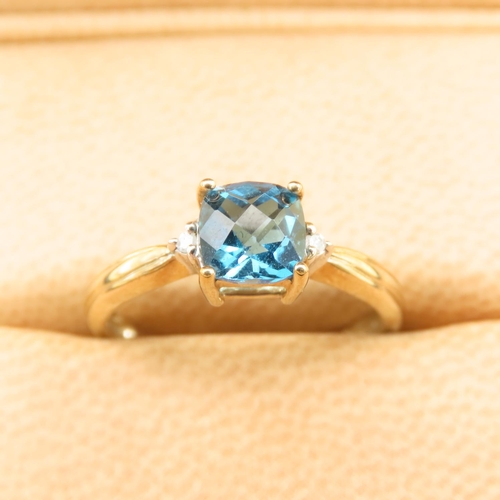 268 - London Blue Topaz Solitaire Ring Mounted on 9 Carat Yellow Gold Band Size N