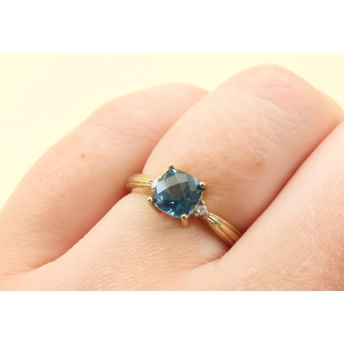 268 - London Blue Topaz Solitaire Ring Mounted on 9 Carat Yellow Gold Band Size N