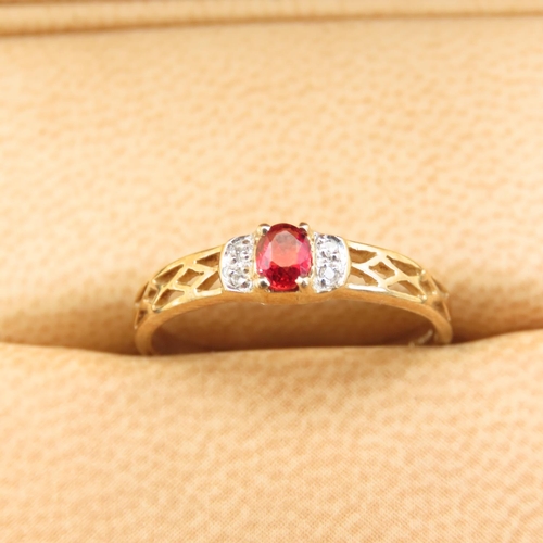 270 - Sunset Sapphire and Diamond Ring Mounted on 9 Carat Yellow Gold Band Size N