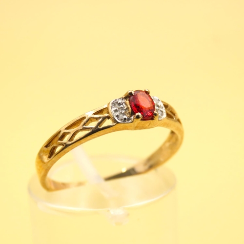 270 - Sunset Sapphire and Diamond Ring Mounted on 9 Carat Yellow Gold Band Size N