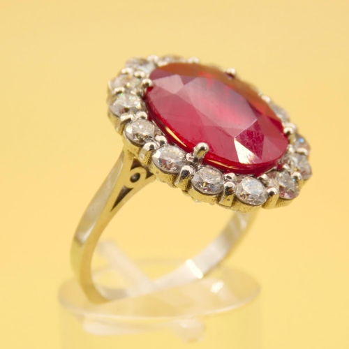 274 - Ruby and Diamond Cluster Ring Set in Platinum Further Mounted on Platinum Band Finely Detailed Ruby ... 