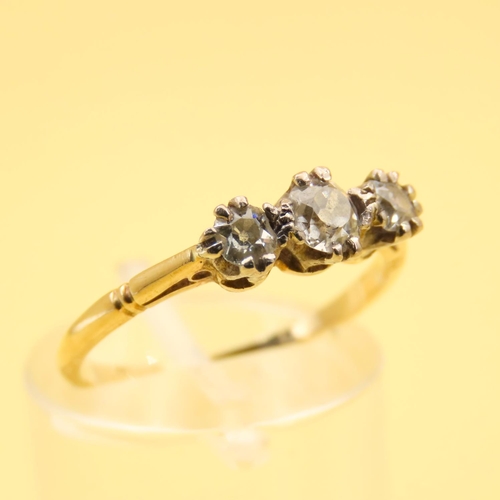 277 - Diamond Set Three Stone Ring Mounted on 9 Carat Yellow Gold Band Size M