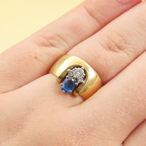 279 - Unique Sapphire and Diamond Ring Mounted on 18 Carat Yellow Gold Band Size N