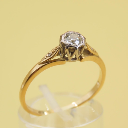 283 - Diamond Solitaire Rub Over Set Ring Mounted on 18 Carat Yellow Gold Band Size O