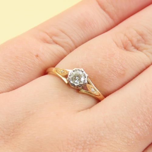 283 - Diamond Solitaire Rub Over Set Ring Mounted on 18 Carat Yellow Gold Band Size O