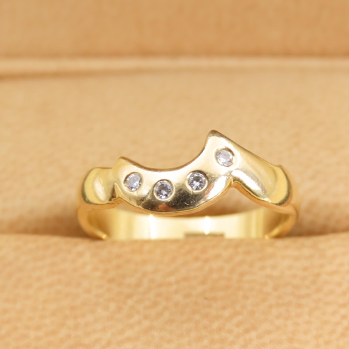 284 - Four Stone Moon Motif Diamond Ring Mounted on 18 Carat Yellow Gold Band Size O