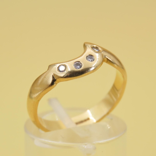 284 - Four Stone Moon Motif Diamond Ring Mounted on 18 Carat Yellow Gold Band Size O