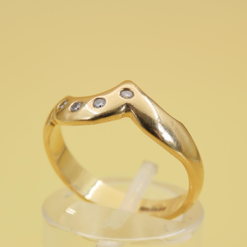 284 - Four Stone Moon Motif Diamond Ring Mounted on 18 Carat Yellow Gold Band Size O