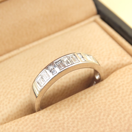 3 - Diamond 18 Carat Ring Chanel Set Baguette and Old European Cut Diamonds Mounted on White Gold Band S... 