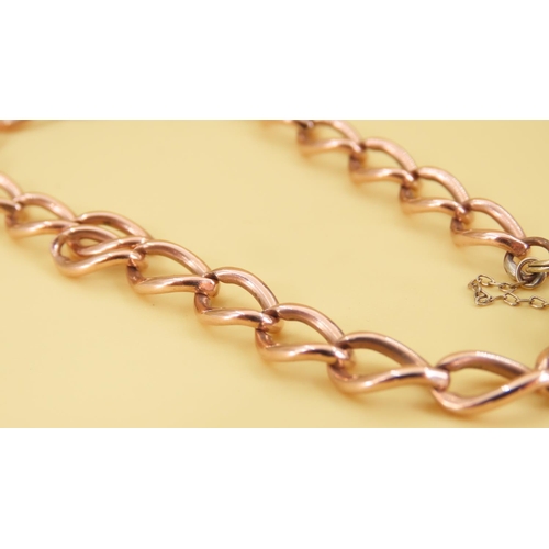 310 - 9 Carat Rose Gold Ladies Bracelet Heart Motif Padlock Clasp 20cm Long Articulated Form