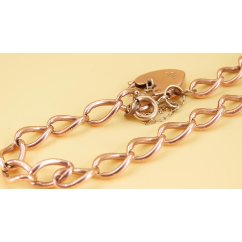 310 - 9 Carat Rose Gold Ladies Bracelet Heart Motif Padlock Clasp 20cm Long Articulated Form