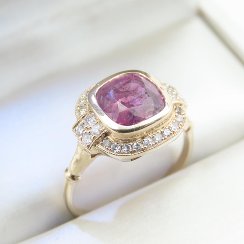 324 - Ruby and Diamond Ring Mounted on 18 Carat Yellow Gold Band Size L