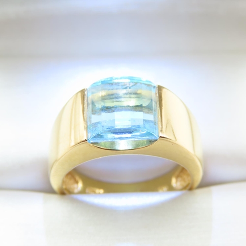 327 - Blue Topaz Statement Ring Mounted in 14 Carat Yellow Gold Ring Size N