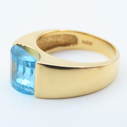 327 - Blue Topaz Statement Ring Mounted in 14 Carat Yellow Gold Ring Size N