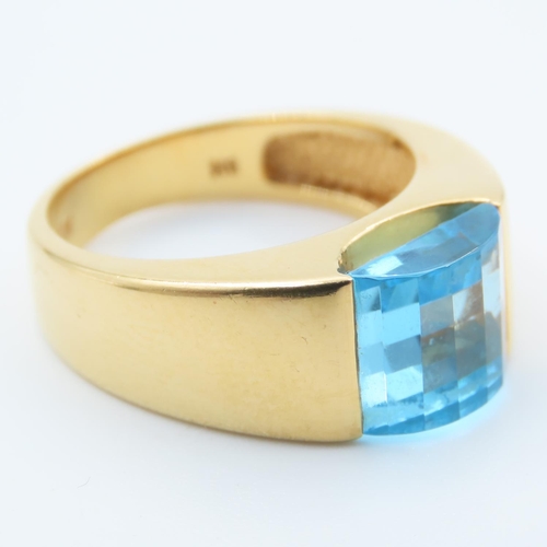 327 - Blue Topaz Statement Ring Mounted in 14 Carat Yellow Gold Ring Size N