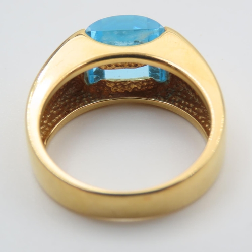 327 - Blue Topaz Statement Ring Mounted in 14 Carat Yellow Gold Ring Size N