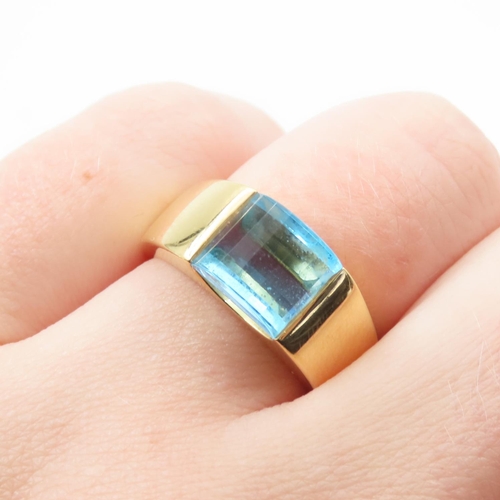 327 - Blue Topaz Statement Ring Mounted in 14 Carat Yellow Gold Ring Size N