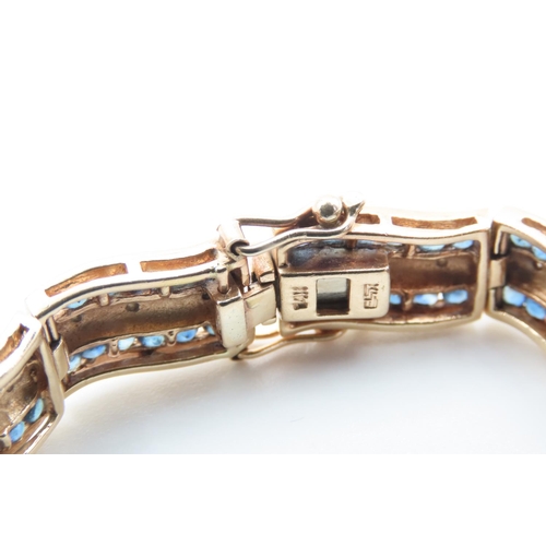 334 - Attractively Detailed Three Row Sapphire and Diamond Ladies Bracelet Mounted on 14 Carat Yellow Gold... 