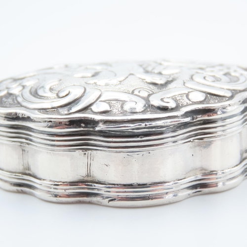 337 - Georgian Ottoman Silver Snuff Box Shaped Form Hinged Cover Gilded Interior Rare 6cm Wide Approximate... 