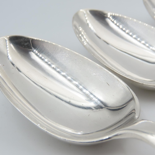 340 - Set of Four Silver Serving Spoons Fiddle Pattern Each 19cm Long