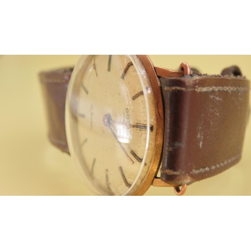 348 - 9 Carat Cased Rotary Vintage Gentleman's Watch Leather Strap