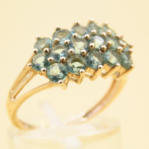 35 - Sixteen Stone Apatite Three Row Ring Mounted on 9 Carat Yellow Gold Band Size Q and a Half
