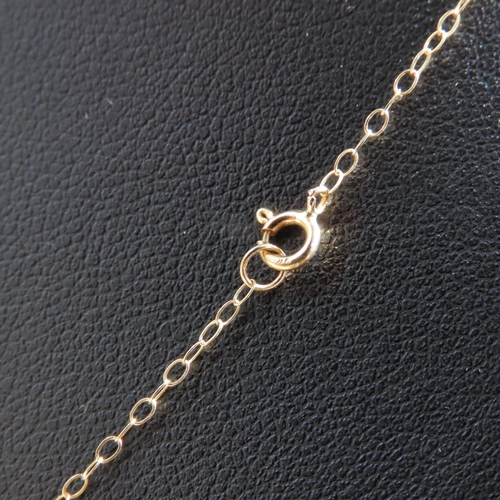 354 - Leaf Motif 9 Carat Yellow Gold Pendant 2cm High Mounted on 9 Carat Yellow Gold Chain 46cm Long