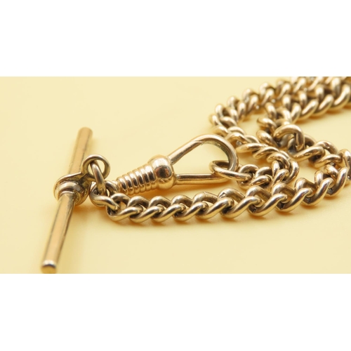 357 - Albert Chain 9 Carat Yellow Gold T-Bar Lobster Clasp Bracelet 19cm Long