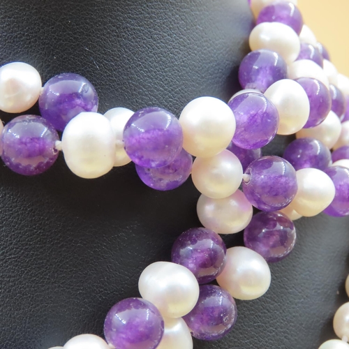 369 - Amethyst and Pearl Necklace and Pearl Necklace Two in Lot