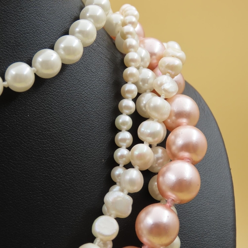 370 - Two Pearl Necklaces One Rose Pearl