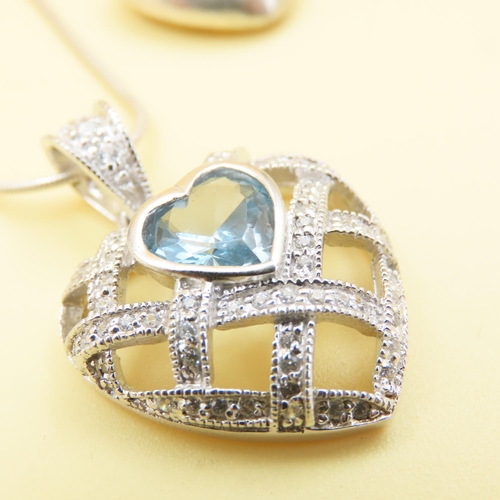 371 - Various Silver Jewellery Including Heart Motif Blue Topaz Set Pendant Necklace, Pair of Silver Earri... 