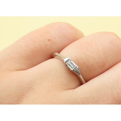 381 - Diamond Set Platinum Solitaire Ring Baguette Cut Diamond Band Size L