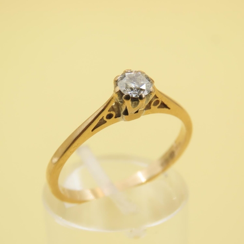 385 - Diamond Solitaire Ring Mounted on 18 Carat Yellow Gold Ring Size O