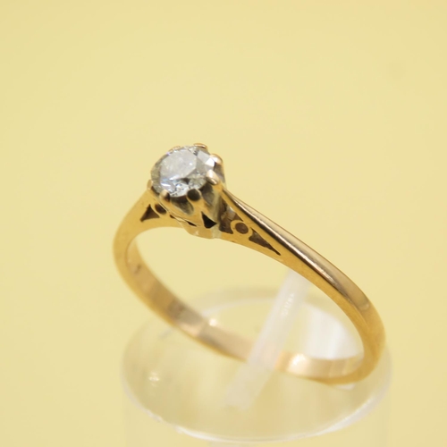 385 - Diamond Solitaire Ring Mounted on 18 Carat Yellow Gold Ring Size O