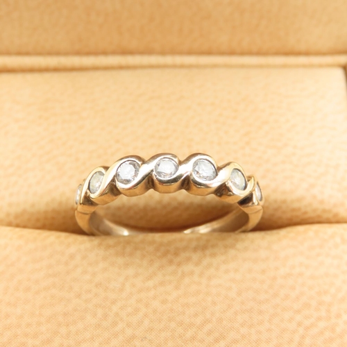 390 - Seven Stone Ladies Diamond Ring Collet Set Mounted on 9 Carat Yellow Gold Band Ring Size L