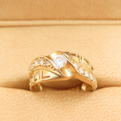 392 - Diamond Centre Stone Ring Mounted on 18 Carat Yellow Gold Band with Further Diamond Decoration to Sh... 