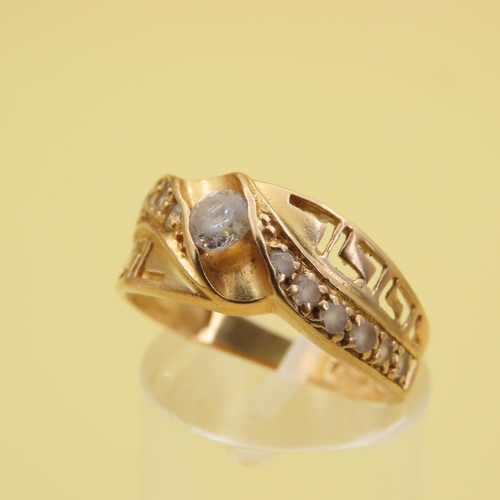 392 - Diamond Centre Stone Ring Mounted on 18 Carat Yellow Gold Band with Further Diamond Decoration to Sh... 