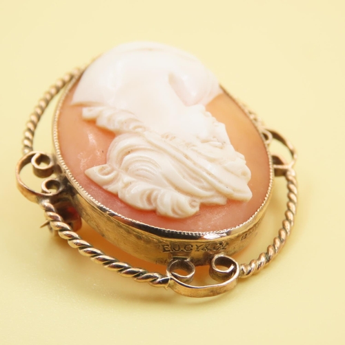 395 - 9 Carat Yellow Gold Mounted Cameo Brooch 4cm High with Shaped Form Surround