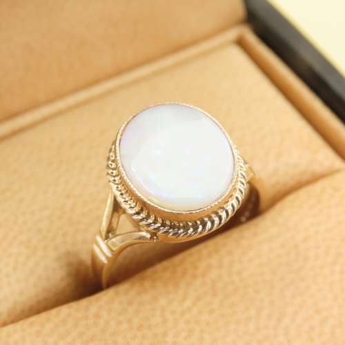 Opal Set 9 Carat Yellow Gold Ring Size O and a Half