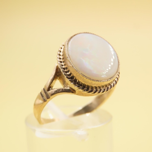 397 - Opal Set 9 Carat Yellow Gold Ring Size O and a Half