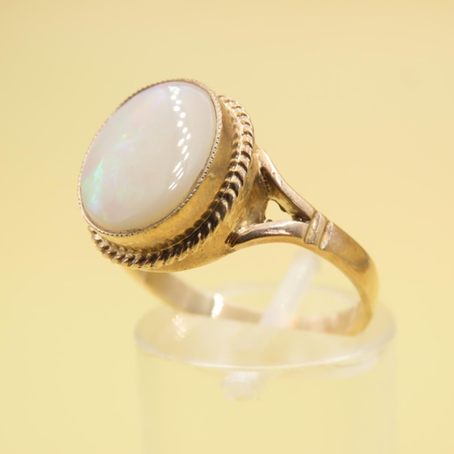 397 - Opal Set 9 Carat Yellow Gold Ring Size O and a Half